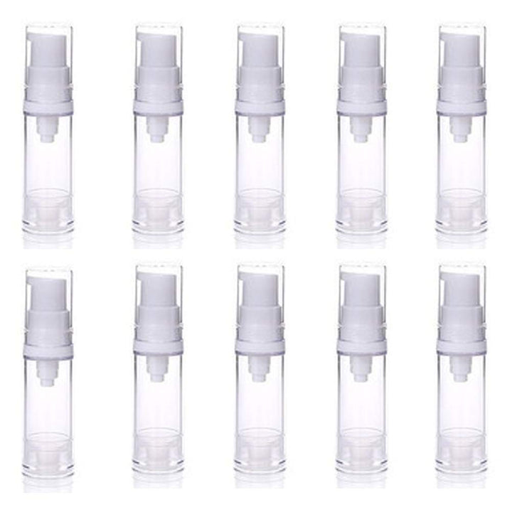 10pcs Airless Pump Press Bottle Empty Plastic Vacuum Lotion Bottles Clear Containers Cosmetics Skincare Travel Size Dispenser (15ml)