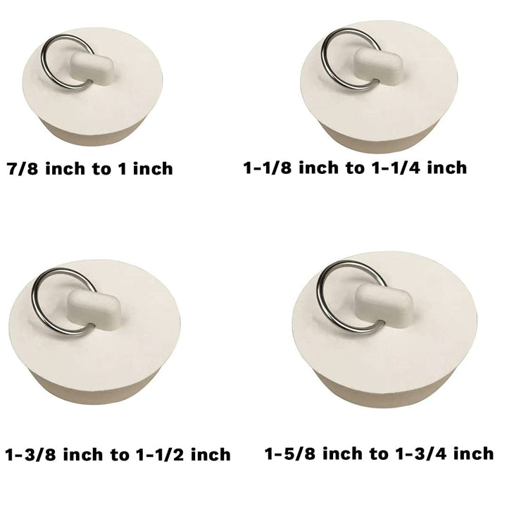 Bath Tub Drain Stoppers, 4 Pieces Sink Bathtub Plug Rubber Kitchen Bathroom Laundry Bar Water Stopper Seal with Hanging Ring for Shower Faucet Cover Pool Plugs and Caps