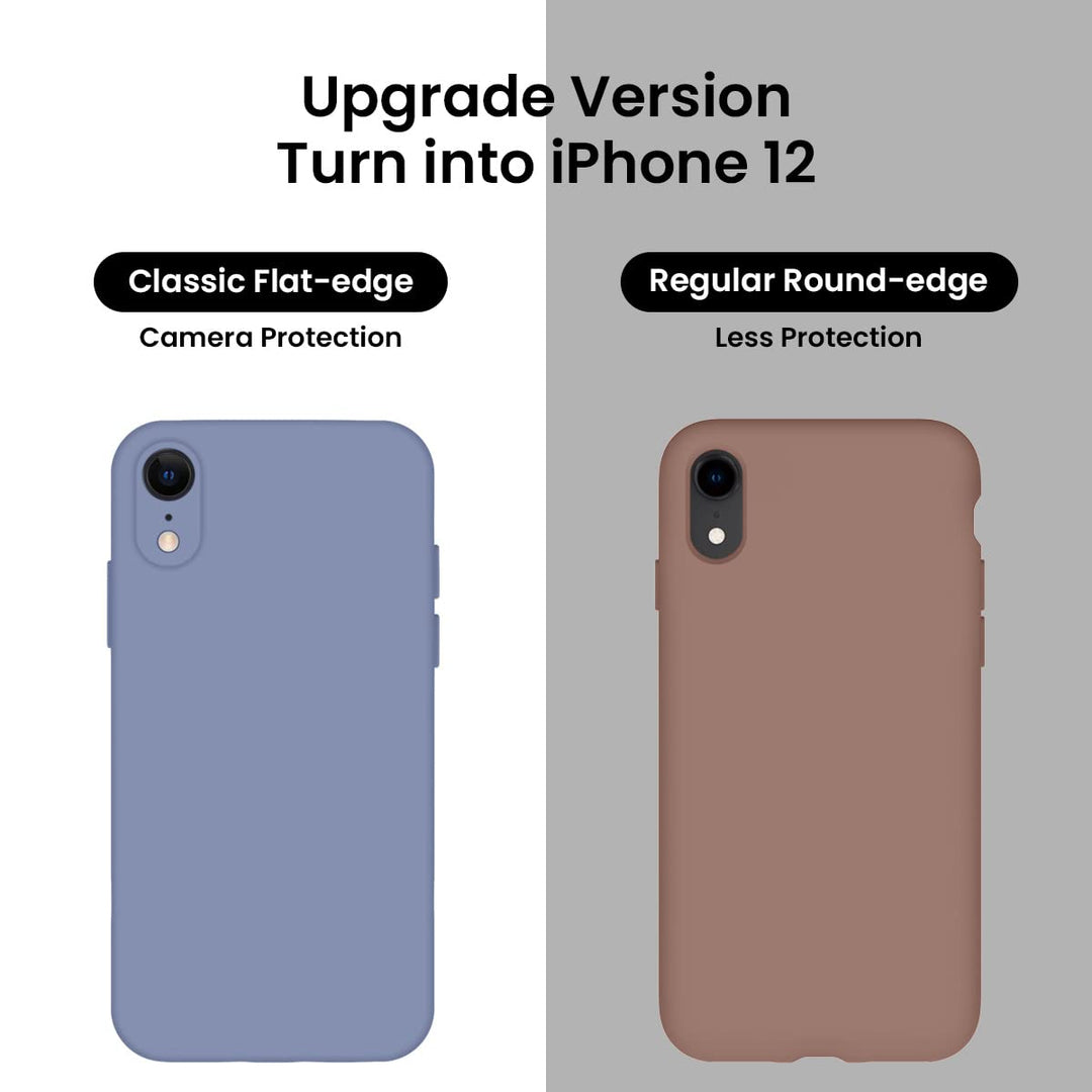 Designed for iPhone XR Case, Silicone Upgraded [Straight Edge] &amp; [Camera Protecion] Phone Case with Soft Anti-Scratch Microfiber Lining, 6.1 inch, Lavender Gray
