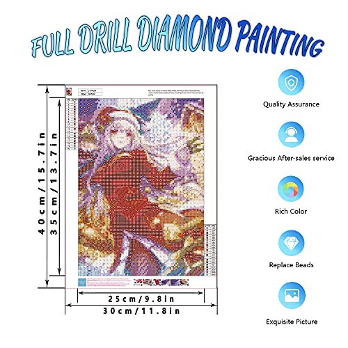 DIY 5D Christmas Diamond Painting Kits for Adults and Kids,16X12Anime Christmas Girl Round Full Drill Crystal Rhinestone Embroidery Cross Stitch Arts Craft Canvas for Home Wall Decor Gift