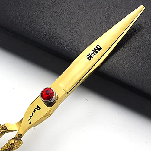 6 inch /7 inch salon professional salon scissors salon hairdresser hair cutting hairstyle pruning tools Japan 440c high hardness stainless steel golden (Gold)