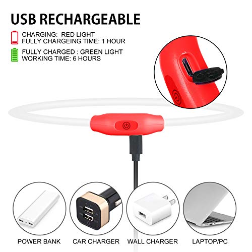 2-Pack LED Dog Collar, Light Up Dog Collars,Rechargeable Dog Lights for Night Walking,Universal, Reusable Safety Necklace for Small Medium Large Dogs RED&amp;Pink