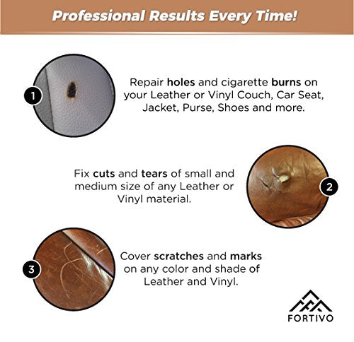 Brown Leather Repair Kits for Couches - Vinyl Repair Kit | Furniture, Car Seats, Sofa, Jacket, Purse, Belt, Shoes | Genuine, Italian, Bonded, PU, Leather |No Heat Required | Leather Repair & Restore