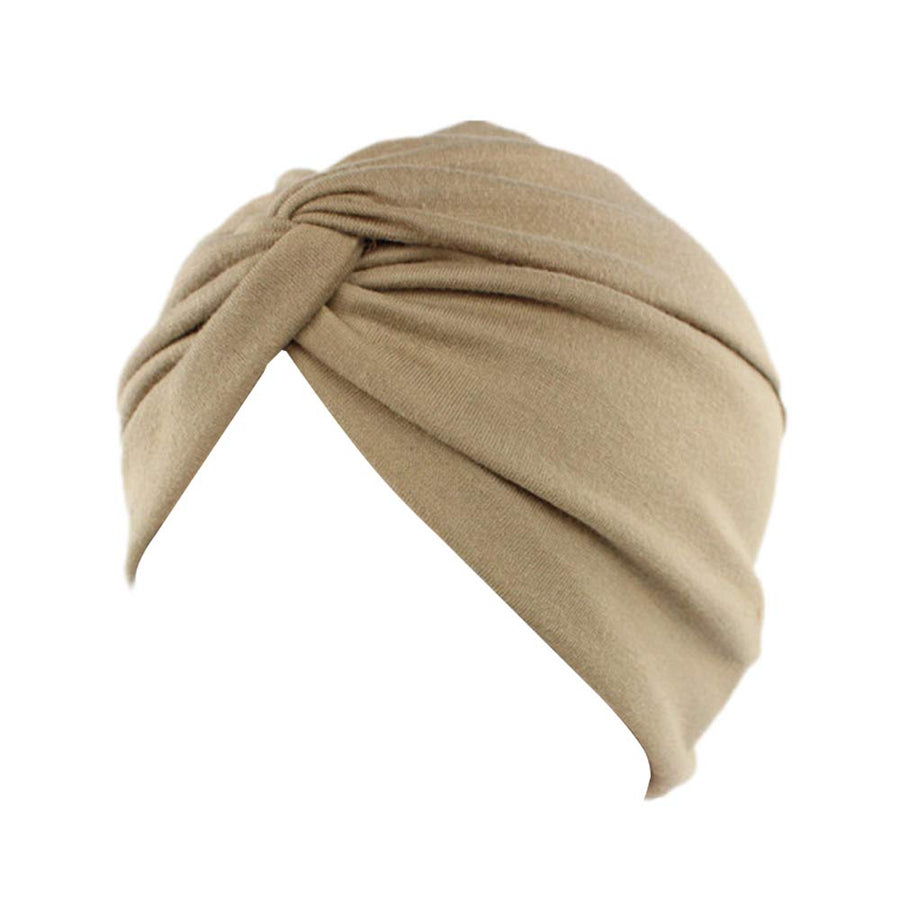 Chemo Sleep Turban Headwear Scarf Beanie Cap Hat for Cancer Patient Hair Loss (Khaki)