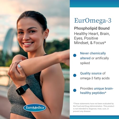 EurOmega-3 - Dietary Supplement with EPA &amp; DHA - Omega-3 Tablets for Brain &amp; Heart Health Support - Nutritional Supplement with Essential Fatty Acids &amp; Peptides - 60 Tablets
