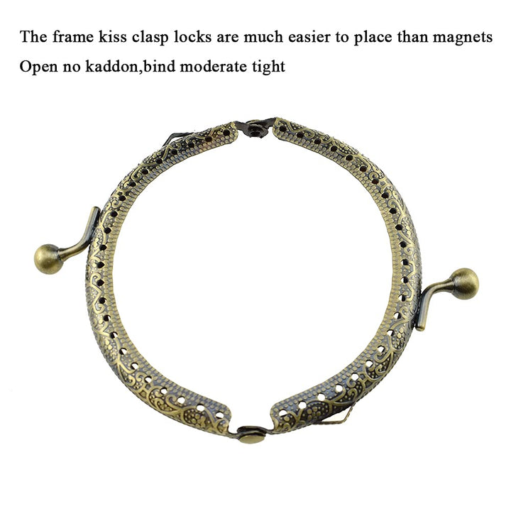Hahiyo Purse Round Bag Kiss Clasp Frame Lock 8.5cm Diam