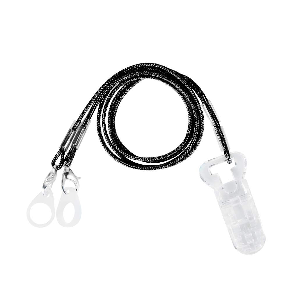 Hearing Aid Clip - Anti-Lost Lanyard Protector BTE Clip Holder for Adults Seniors (Black)