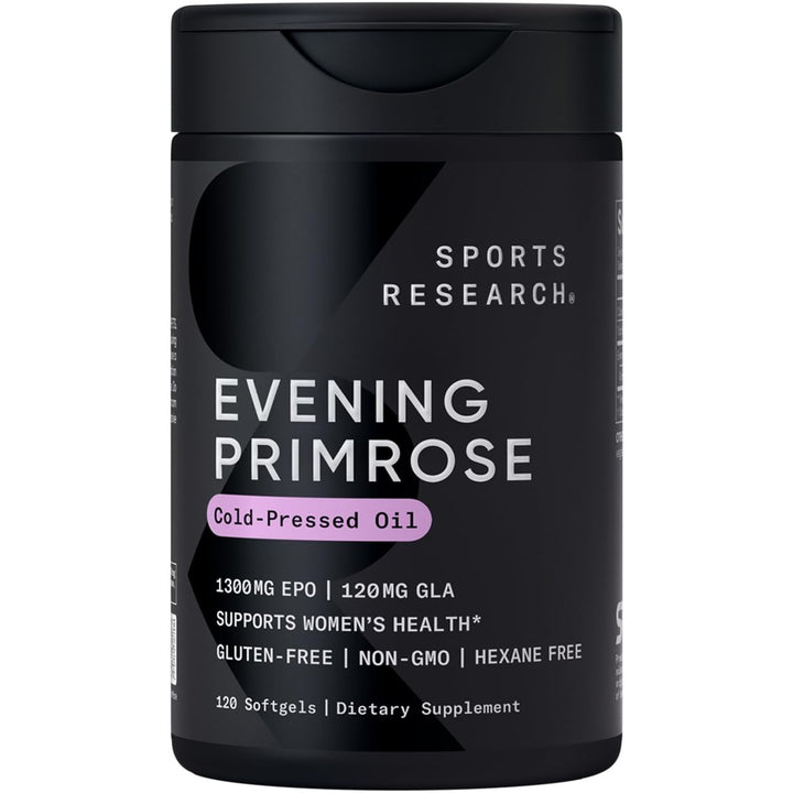 Evening Primrose Supplement from Cold Pressed Oil - Softgels for Women’s Health &amp; Skin Health - Gluten Free &amp; Non-GMO GLA - High Potency 1300mg, 120 Count