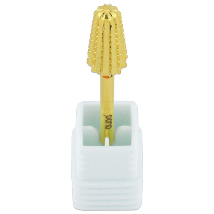 Upgraded PANA Volcano Nail Carbide Bit - Two Way Rotate use for Both Left and Right Handed use - Fastest remove Acrylic or Gel – For Manicure Drill Machine - 3/32 (Double Coarse - 2XC, GOLD)