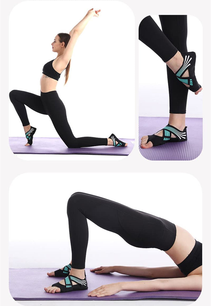 Yoga Socks Women Toeless Anti-skid Socks for Pilates Barre Ballet Bikram Workout, Green, US Size 6.5-7.5