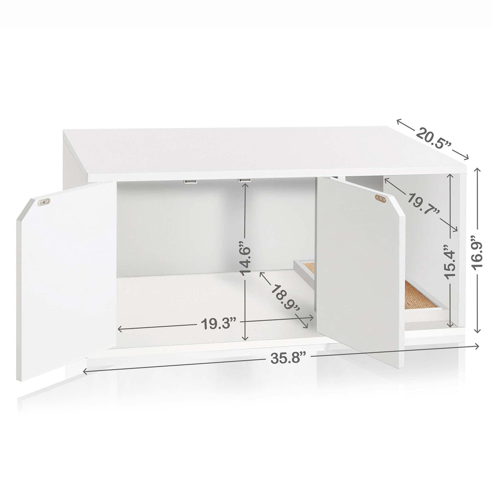 WAY BASICS Cat Litter Box Enclosure Hidden Furniture (Scratch Pad Included)