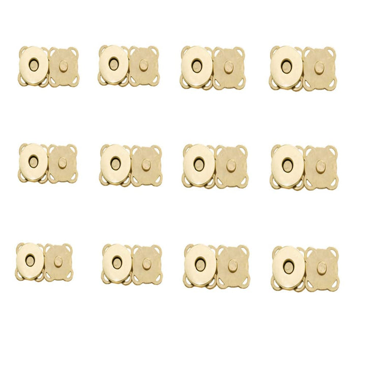 12 Sets Magnetic Snaps Buttons Sew in Magnetic Plum Bag Clasps Button Snaps for Purses Handbag Clothes Scrapbooking Closure Fastener Sewing Craft DIY (15mm) (Gold)