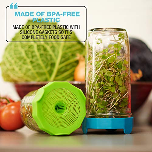 Bean Screen Plastic Mason Jar Sprouting Lids Mason Jar Sprouting Kit – For Growing Broccoli Seeds, Alfalfa, Mung Bean Sprouts – Wide Mouth Seed Sprouting Jar Lids Sprouting Kit Mason Jar