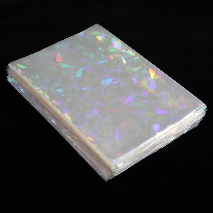 100pcs Broken Glass Gemstone Laser Flashing Card Film Holographic Idol Photo Sleeves Ultra Super Protector (61x88mm)