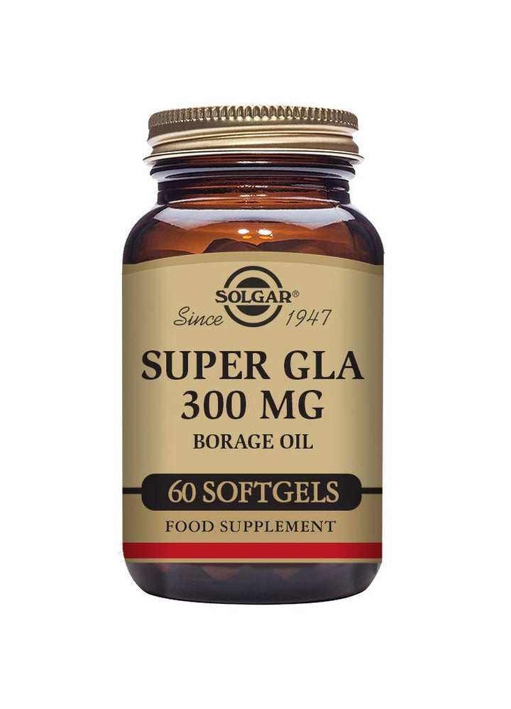 Solgar Super GLA 300 mg, 60 Softgels - Cold-Pressed Borage Oil, Essential Fatty Acid - Women’s Health, Overall Health - Gluten Free, Dairy Free - 60 Servings