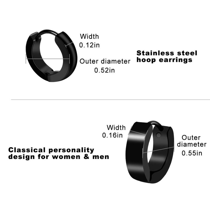 ONESING 12 Pairs Earrings for Men Black Stud Earrings M