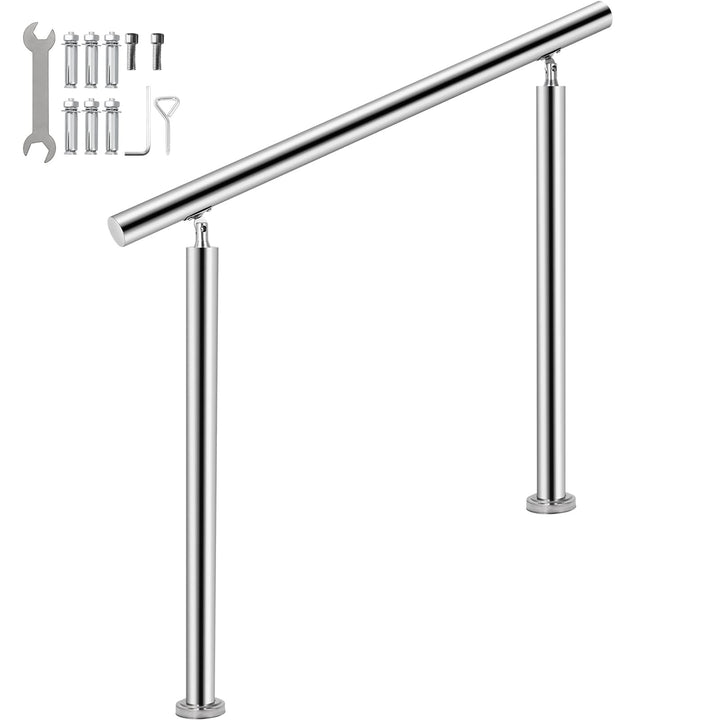 Stainless Steel Handrail 551LBS Load Handrail for Outdoor Steps 39x34 Outdoor Stair Railing Silver Stair Handrail Transitional Range from 0 to 90° Stair Rail Fits 2-3 Steps with Screw Kit