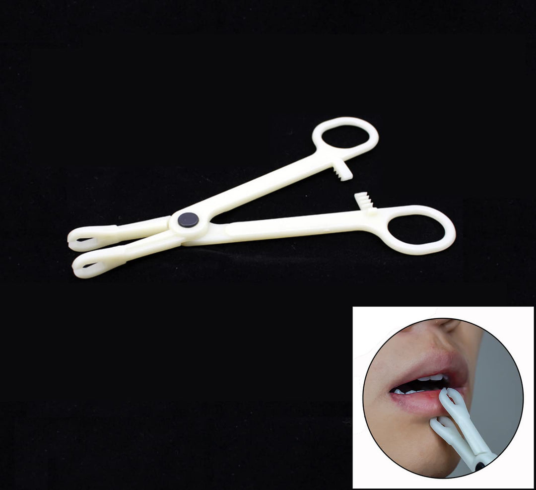 Menba Pack of 10 Disposable Sterile Slotted Navel Forceps For Tattoo Piercing Tool (B)
