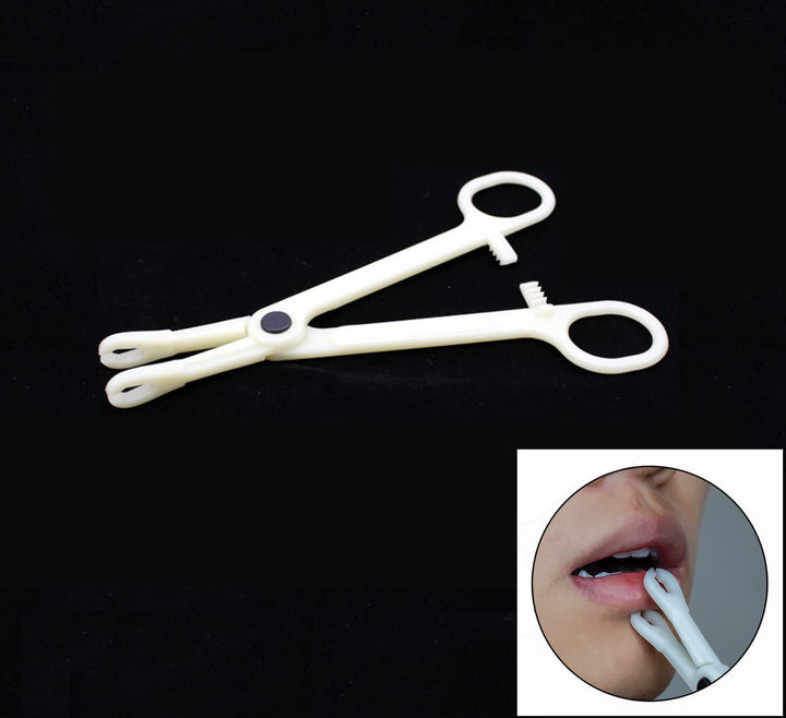 Menba Pack of 10 Disposable Sterile Slotted Navel Forceps For Tattoo Piercing Tool (B)