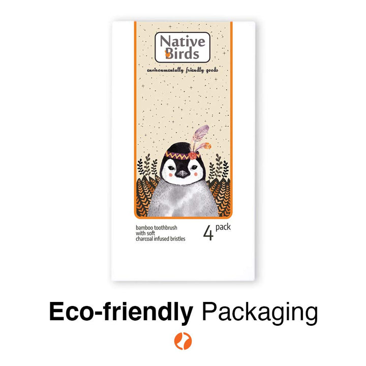 Native Birds Bamboo Toothbrush with Soft Charcoal Infus
