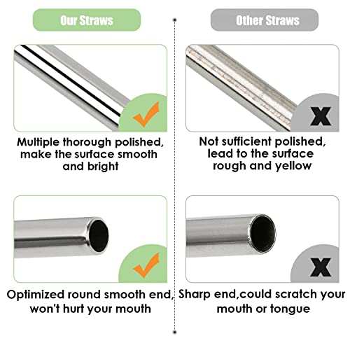 20 Pack Reusable Stainless Steel Metal Straws,10.5 &amp; 8.5 Reusable Drinking Straws with 20 Silicone Tips 5 Straw Brushes 1 Travel Case,Eco Friendly Extra Long Metal Straw Fit for 20 24 30 oz Tumbler