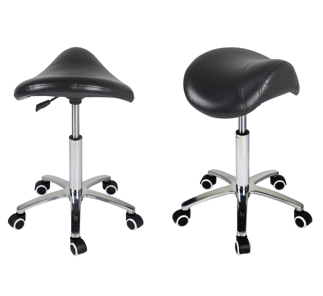 Antlu Saddle Stool Rolling Chair for Medical Massage Salon Kitchen Spa Drafting,Adjustable Hydraulic Stool with Wheels (Without Backrest, Black)