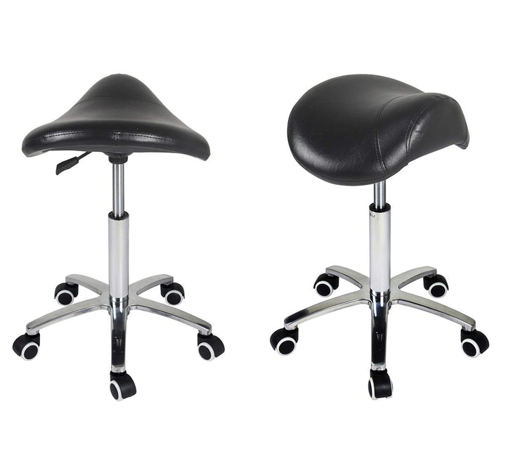 Antlu Saddle Stool Rolling Chair for Medical Massage Salon Kitchen Spa Drafting,Adjustable Hydraulic Stool with Wheels (Without Backrest, Black)