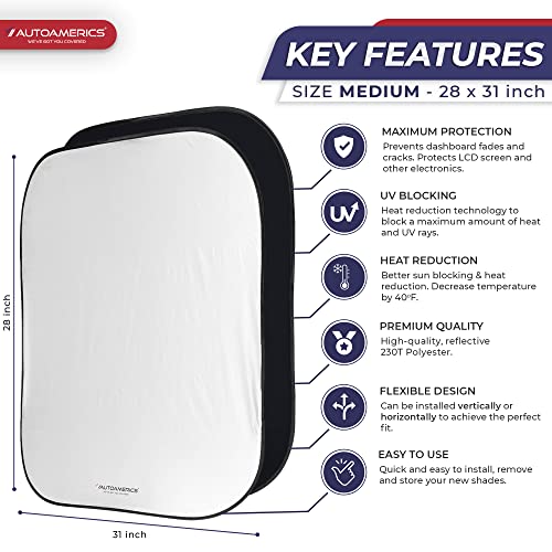 Autoamerics Windshield Sun Shade 2-Piece Foldable Car F
