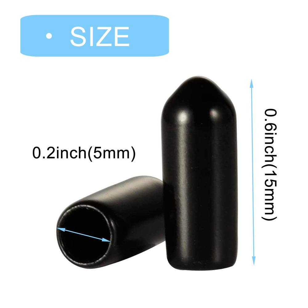 100pcs Pegboard Hooks Protector Peg Board Hook Tip Cap Flexible Rubber End Caps Rack Cover 15 mm Long (Inner Dia 5mm, Black)