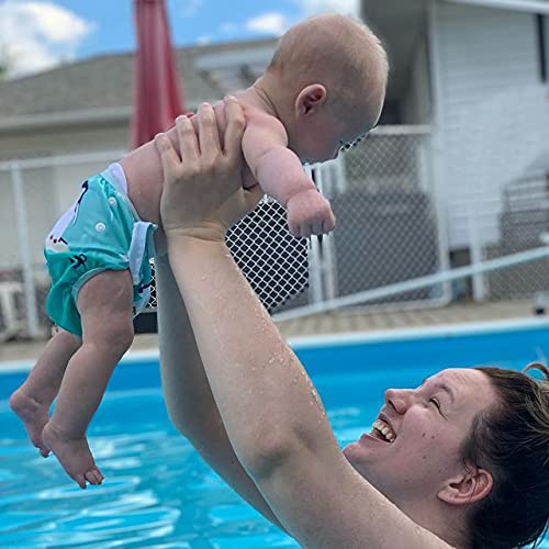 Swim Cloth Diapers, Washable Reusable One Size Adjustable to Fit 10-40 lbs Boy &amp; Girl Baby Shower Gifts Swimming Lessons 3-Pack #4