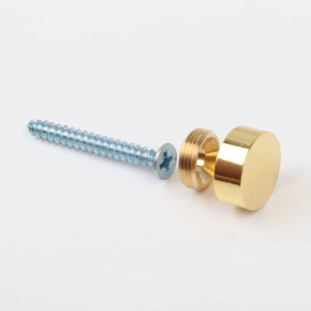 TOPNIKE Mirror Screws, Brass Cap Decorative Mirror Nails, 0.6, Polished Gold, 4 Pack