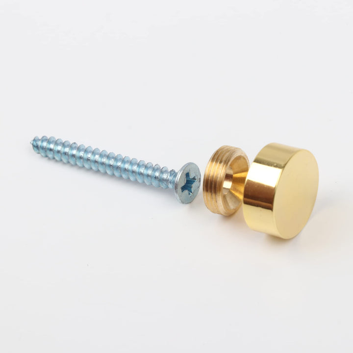 TOPNIKE Mirror Screws, Brass Cap Decorative Mirror Nails, 0.6, Polished Gold, 4 Pack