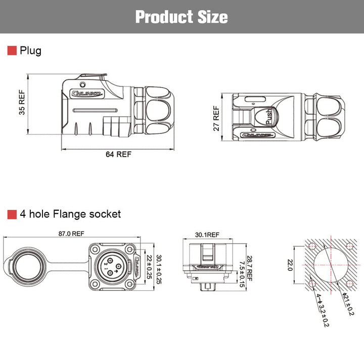3 Pin Waterproof Connector, Industrial Solder Power Connector, Aviation Electrical Connectors Work with Electric Motorcycle, Yacht, and Other Indoor/Outdoor Wire Connectors(Metal+Plastic)