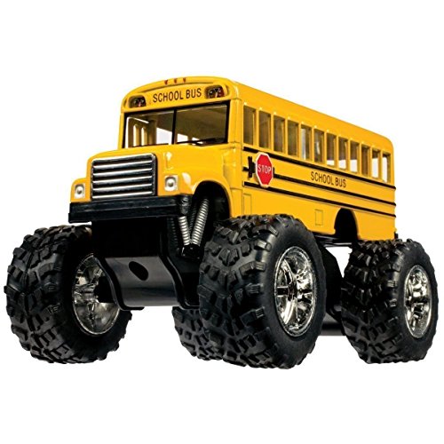 5 Monster School Bus Die Cast Metal Model, Pullback Action Toy Monster Truck