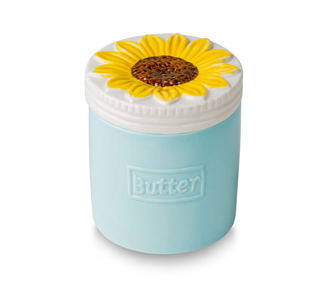 Butter Crock Butter Keeper French Butter Crock Sunflower Blue Butter Saver Blue Butter Keeper Crock With Water Line
