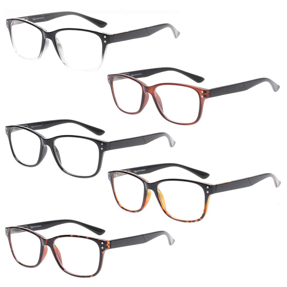 Reading Glasses 5-Pack Quality Readers Spring Hinge Gla