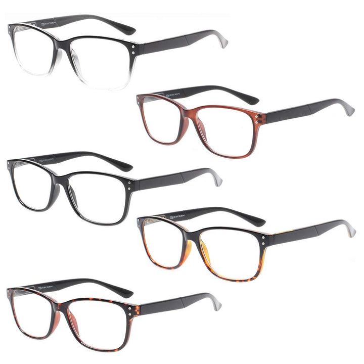 Reading Glasses 5-Pack Quality Readers Spring Hinge Gla