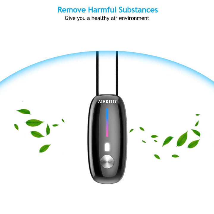 A10 S Personal Air Purifier Necklace, Rechargeable Portable mini Air Purifier for travel, office Airplane and Home, outdoor Air Ionizer Purifier(Button Switch)