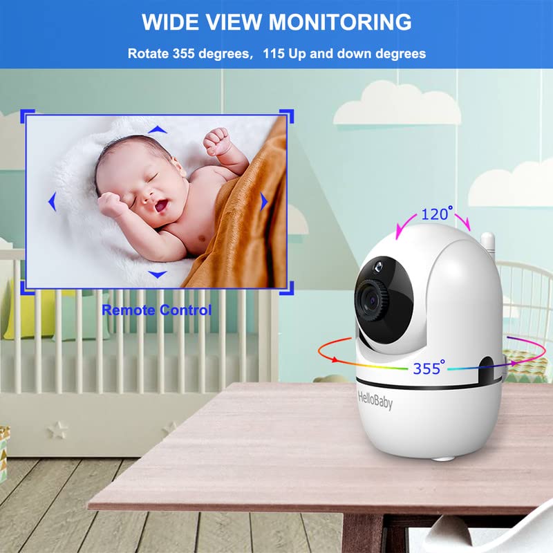 Baby Monitor- 5 720P HD Display Video Baby Monitor with Camera and Audio, Remote Pan&Tilt&Zoom, Feeder Alert, Night Vision, Lullaby Player,Long Range