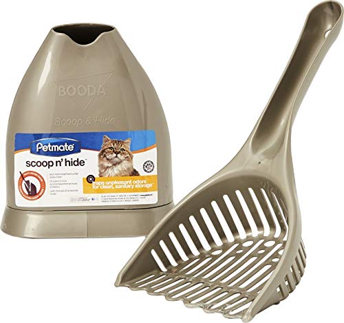 Scoop N&#39; Hide Cat Litter Scoop with Discreet Litter Scoop Holder, Brushed Nickel