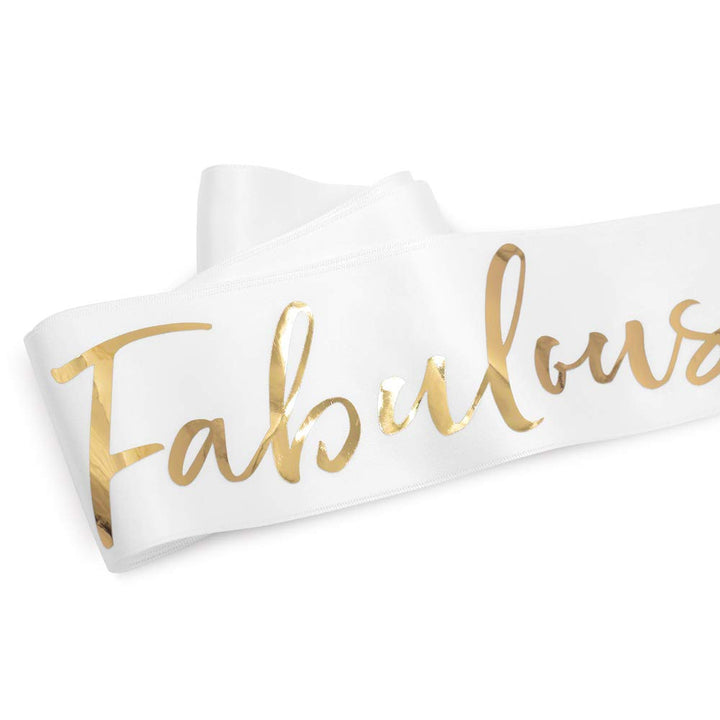 90 and Fabulous Satin Sash - 90th Birthday Sash 90 Birthday Gifts Party Favors, Supplies and Decorations (White)