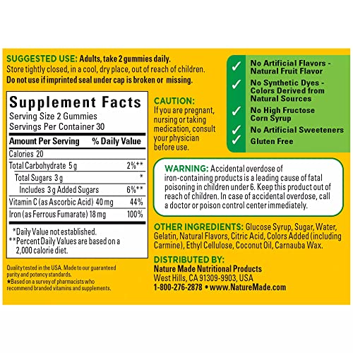 Nature Made Iron 18 mg per serving with Vitamin C, Diet