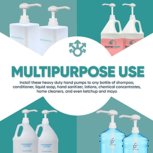 Gallon Pump Dispenser - Dispenses 1 Ounce Per Stroke - for Plastic or Glass Bottles – Heavy-Duty Leak Proof for Commercial and Household Use – BPA Free 28/400 (Pack of 2)