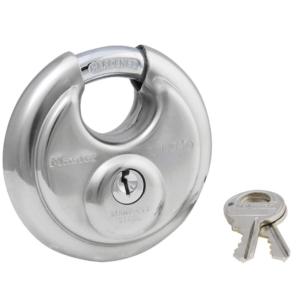 40D Stainless Steel Discus Padlock with Key,Silver