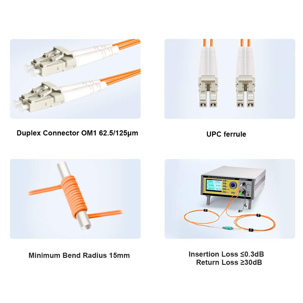 FLYPROFiber 3M/10ft OM1 LC to LC Fiber Patch Cable, Len