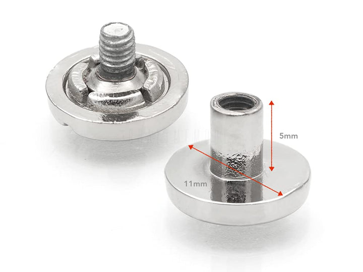 11mm Chicago Screw Rivets Flat Cap Screw Posts Stud for Bags Belts Leather Strap 6 Pack -Pick Color (11 mm, Gunmetal)