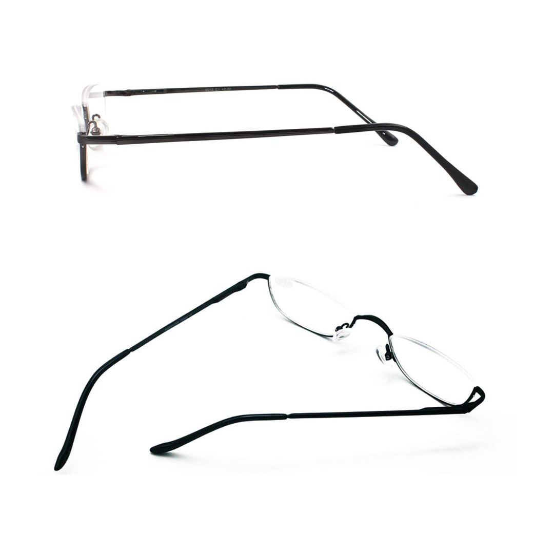 COVESATO Half Frame Reading Glasses, Half Metal Moon Re