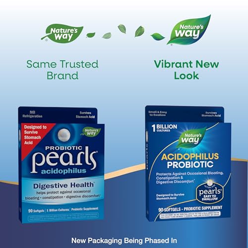 Acidophilus Probiotic Pearls, Supports Digestive Balance and Gut Health*, Protects Against Occasional Constipation and Bloating*, 1 Billion Live Cultures, 90 Softgels (Packaging May Vary)
