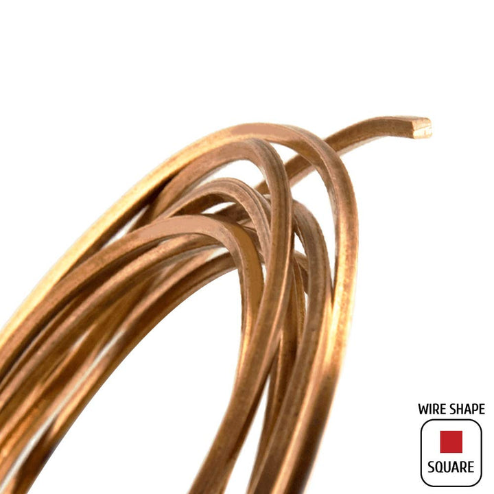 Solid Bare Copper Wire Square, Bright, Dead Soft, 25 Feet, 20 Gauge