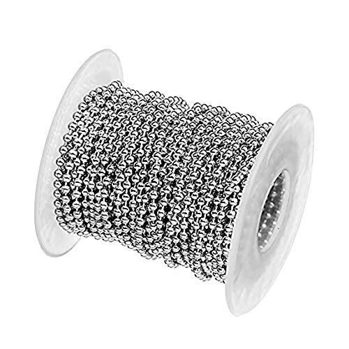 30 Feet Stainless Steel Ball Chains Necklace with 20pcs Connectors Clasps,Silver Bead Chain Sets (Chain Width 2mm+20pcs connectors)